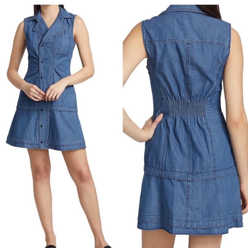 Derek Lam Blue Denim Collared Top